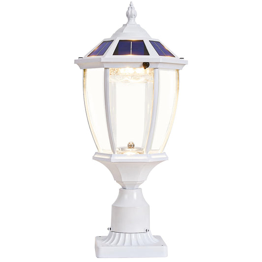 GYDZ Solar Post Light, Waterproof Aluminum Lamp for Pillar, Dusk to Dawn, Model 6531S.E-WH, White