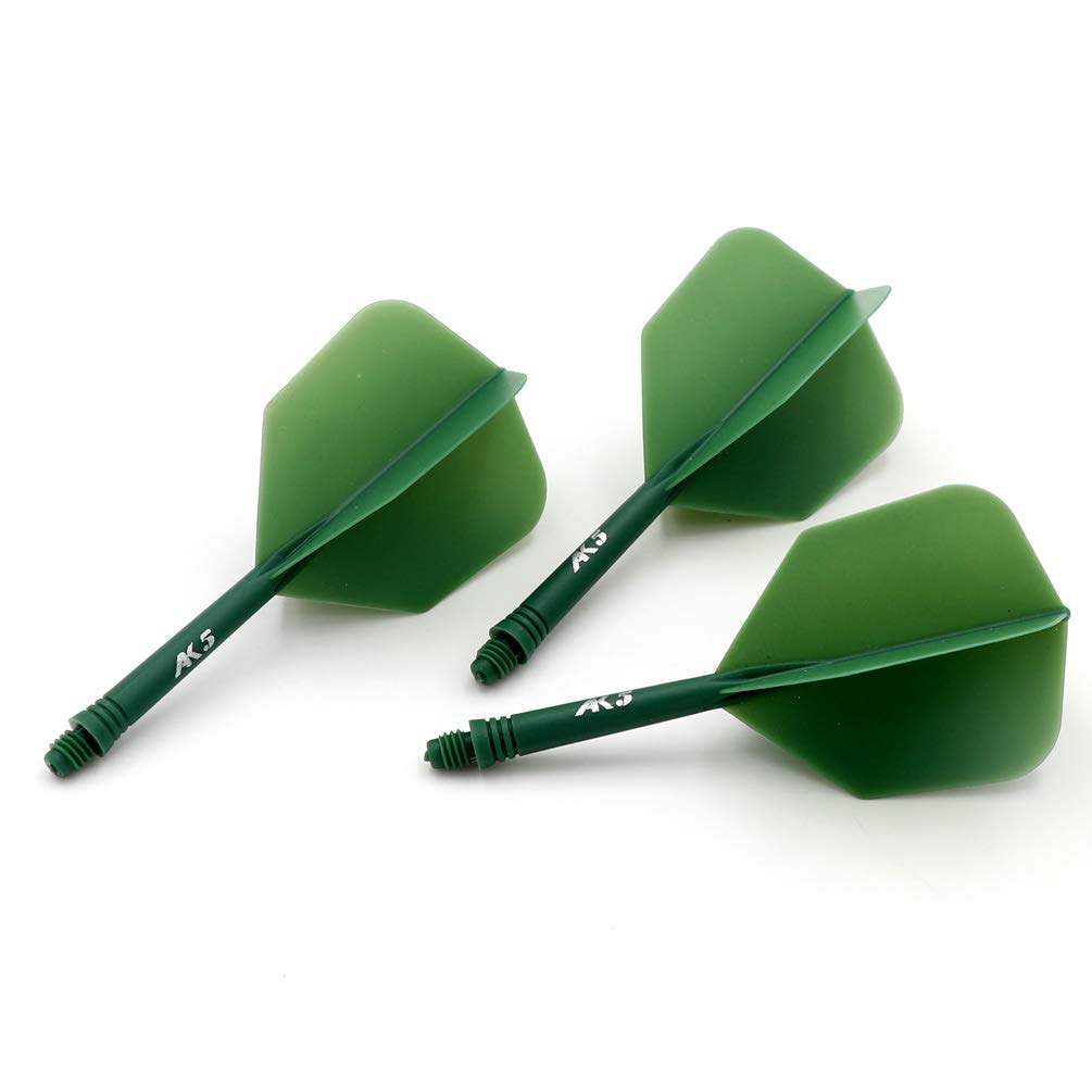 CUESOUL Integrated Dart Shaft and Flights Set of 3, 28mm Standard Shape, All Green, Model CSAK-53YS, Crystal Material