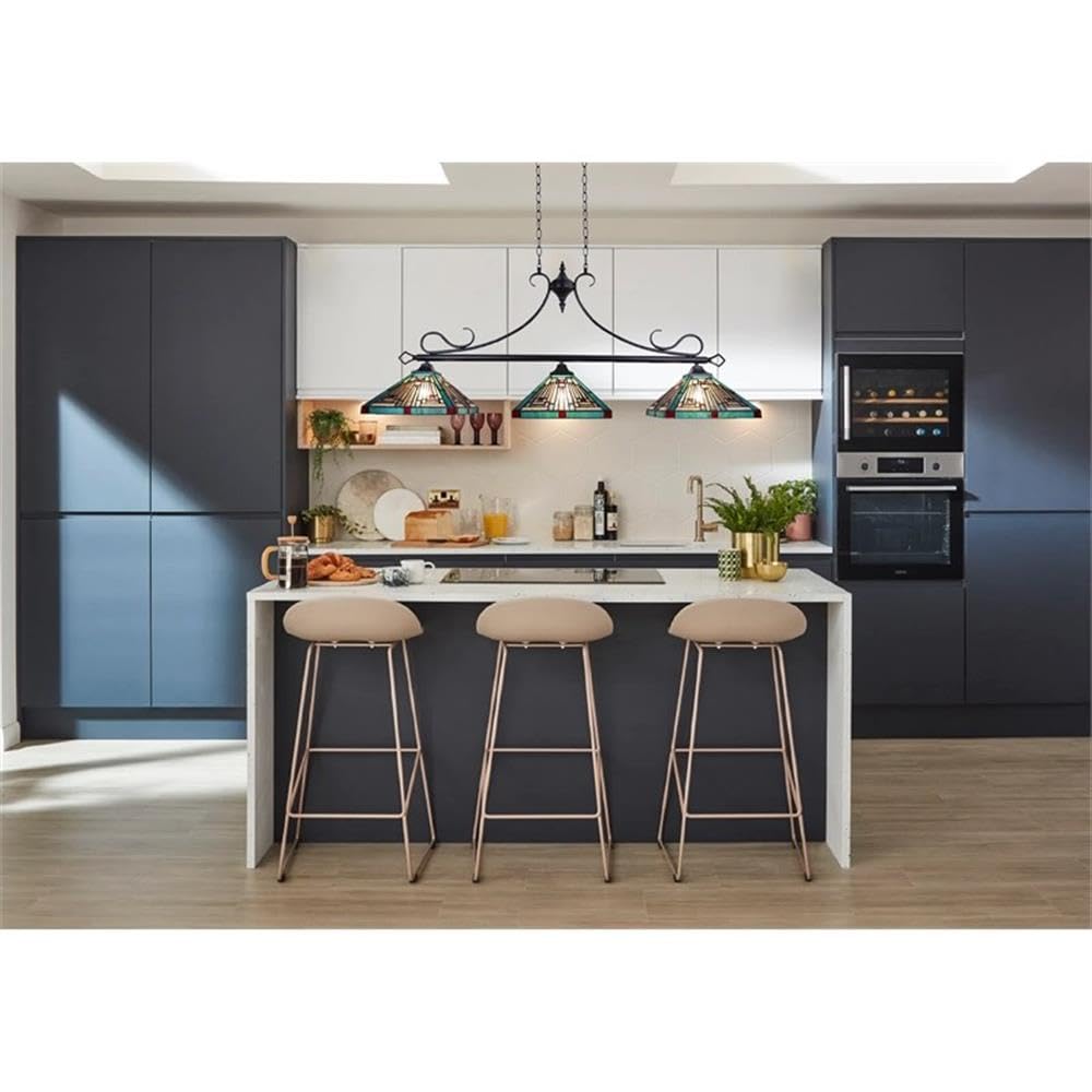 Chloe Lighting Innes Tiffany-Style Island Pendant, 3 Lights, 47in Wide, Multicolor, Blackish Bronze, Model CH3T359BM47-IL3