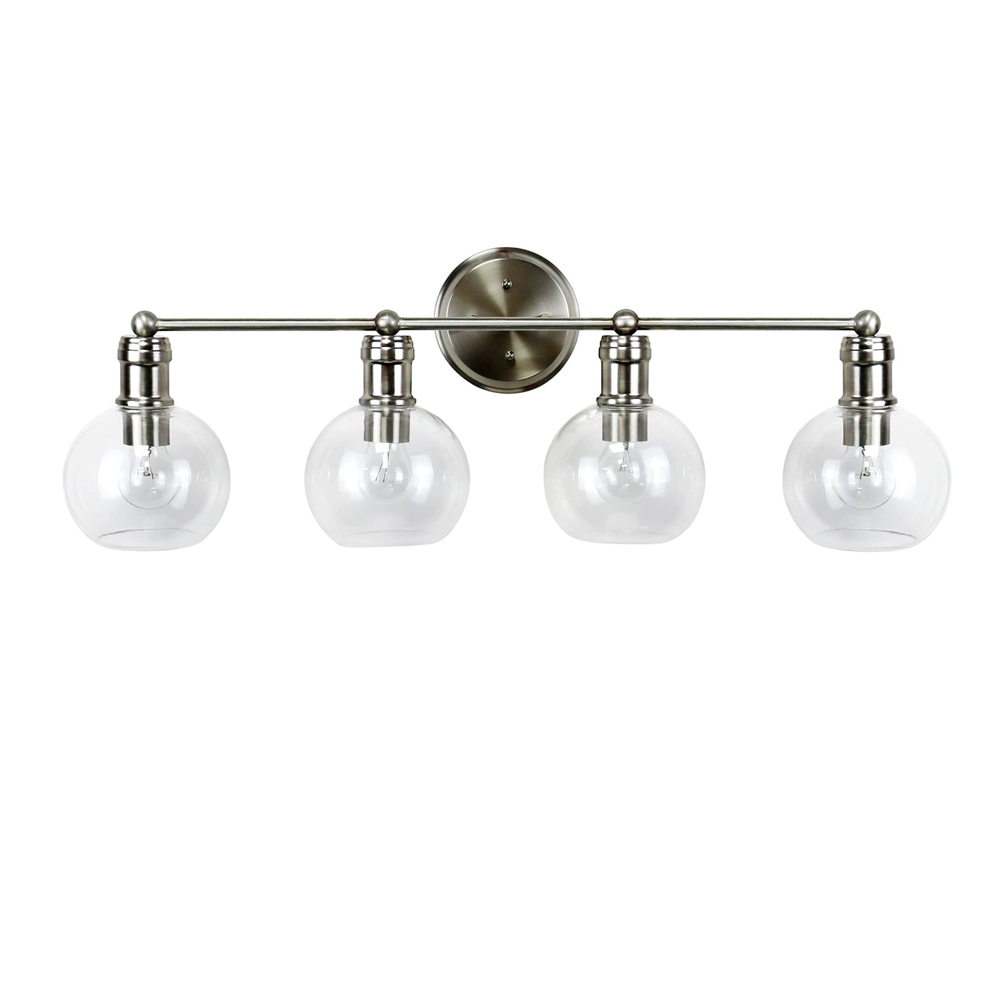 Chloe Lighting 4 Light Vanity Bath Light Brushed Nickel 30in Wide Glass CH6S001BN30-BL4