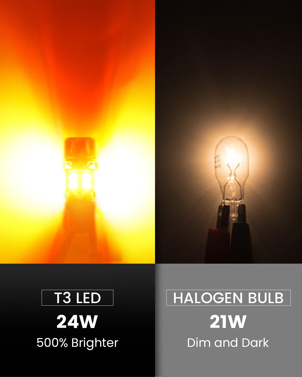 LASFIT 3157 Switchback LED Bulb, T3-3157, Amber/White, Built-in Resistor, Super Bright, 2Pcs