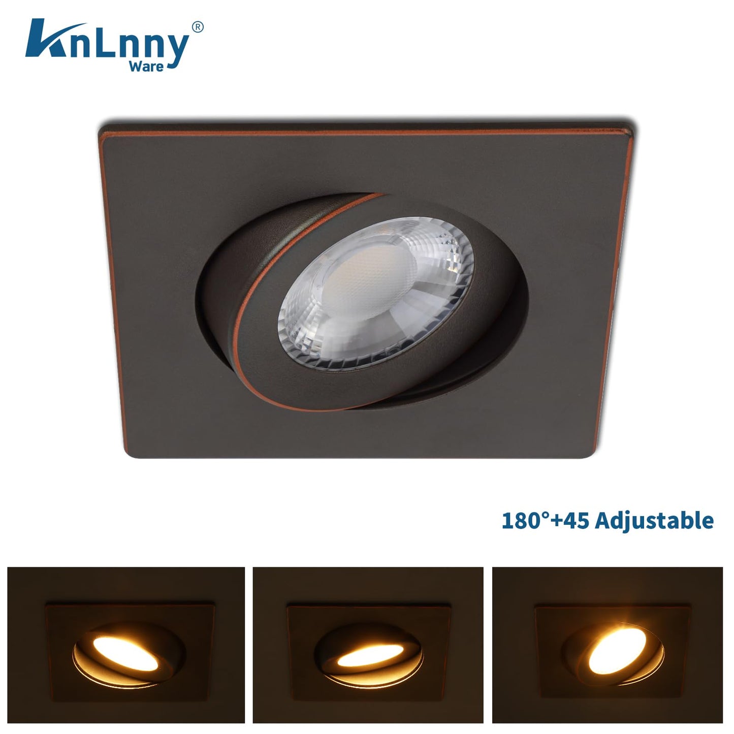 KnLnny Ware 4 Inch LED Recessed Lights, Adjustable Gimbal, Bronze Trim, 6 Pack, Dimmable, 9W 750LM, Model Light2025001-
