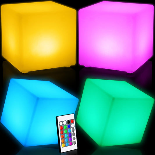Frienda LED Mood Lamp - Waterproof Light Up Cube, 16 Colors, 8 Inch, White, Model FR2213