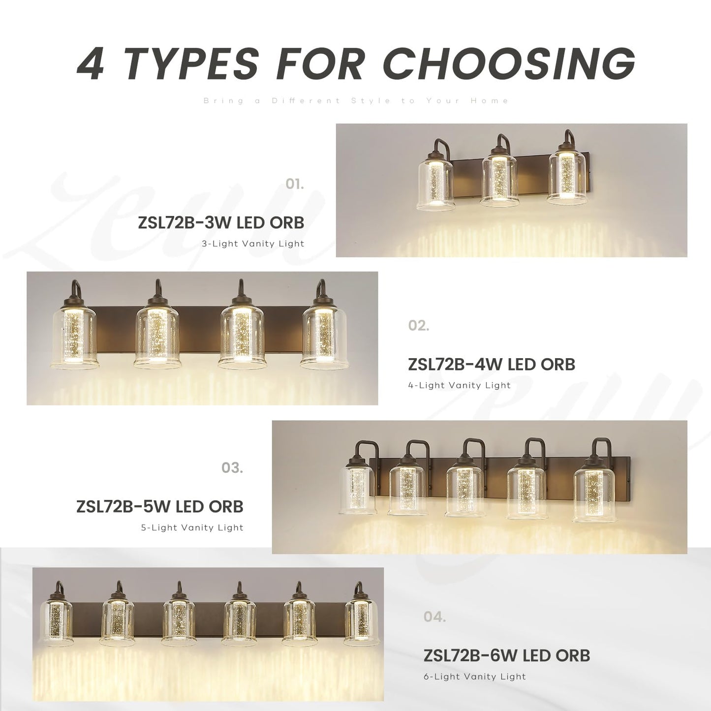 zeyu 20W LED Vanity Light 4-Light Farmhouse Over Mirror Oil Rubbed Bronze ZSL72B-4W LED ORB-1