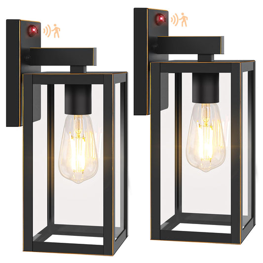 BesLowe 2-Pack Motion Sensor Outdoor Wall Lights, Bronze, 13in, Metal, Model A923, Dusk to Dawn, 3 Lighting Modes