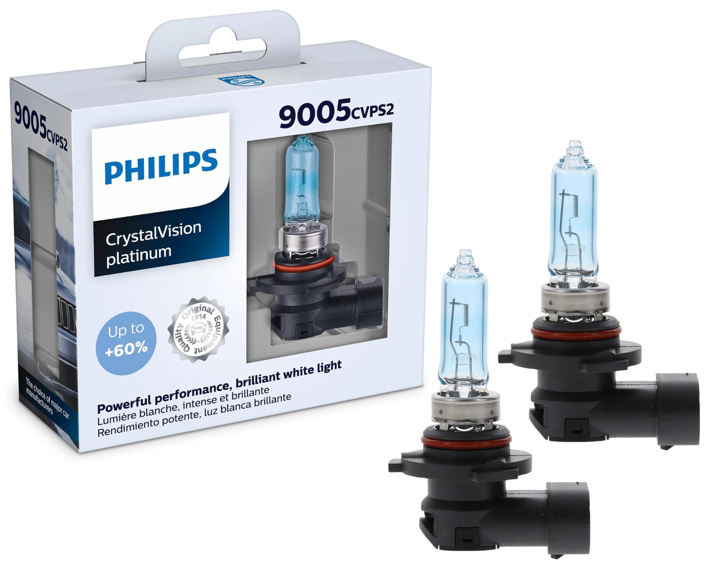 Philips Automotive Lighting 9005 Headlight Bulb, Bright White, 2 Pack, Fits High Beam/Low Beam/Fog