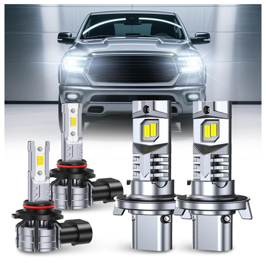 SEALIGHT H13/9008 H10 Light Bulbs Combo, 44000LM, 14000RPM Cooling Fan, Fog Lights Replacement, Pack of 4, White