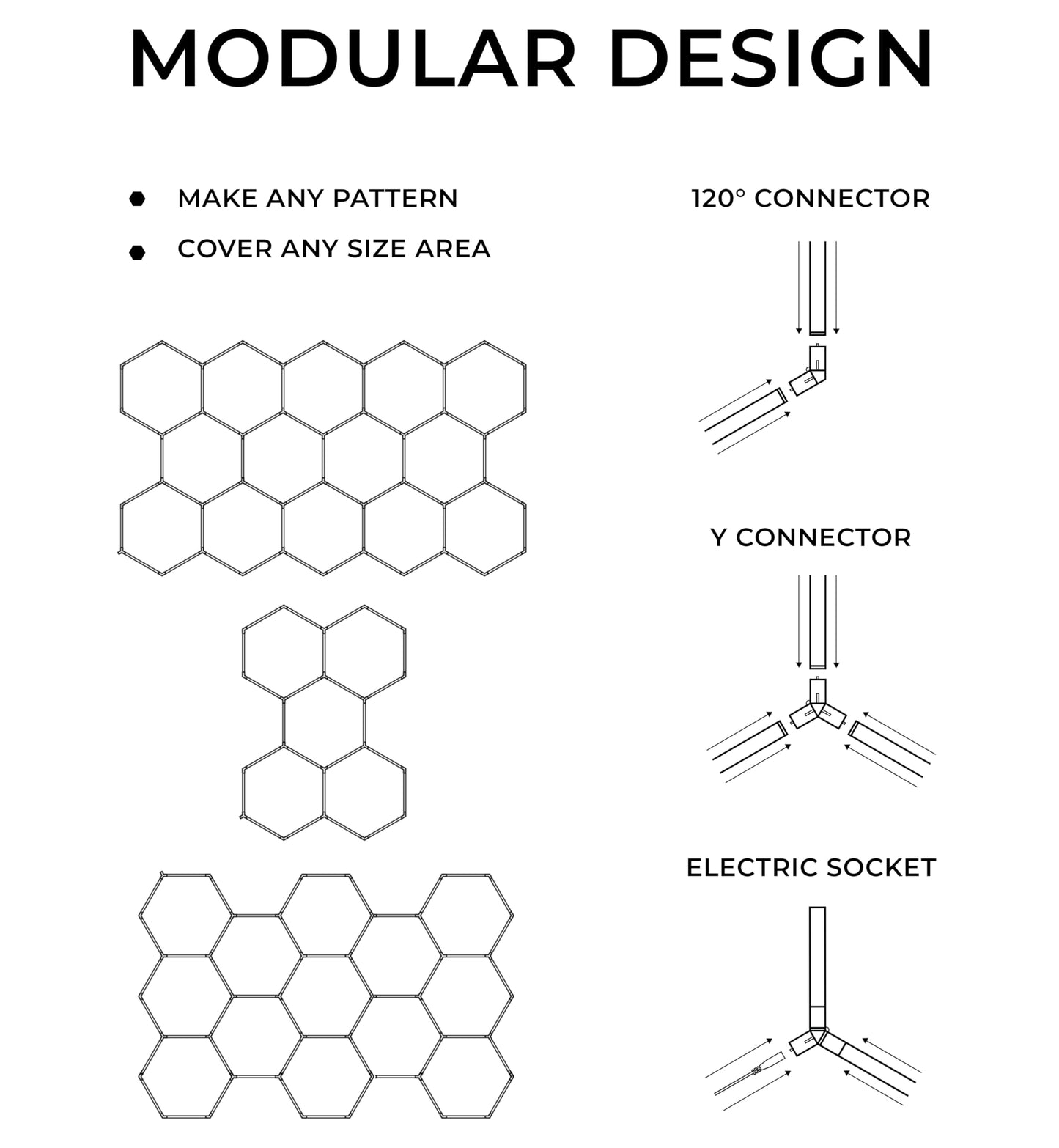 VViViD HEX-LED Modular Garage Lights Kit, 57 Tubes, 44000-48000LM, 400 Watts, Aluminum, White, Model VVHEXLED57Tube