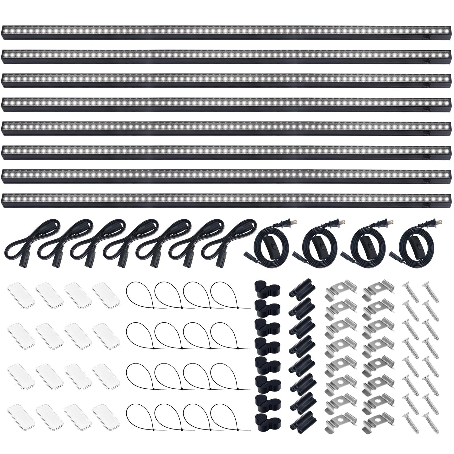 Barrina T5 Plant Lights, 128W Full Spectrum Grow Light Strip, 3FT Black Cover, Magnetic Design, 8 Packs