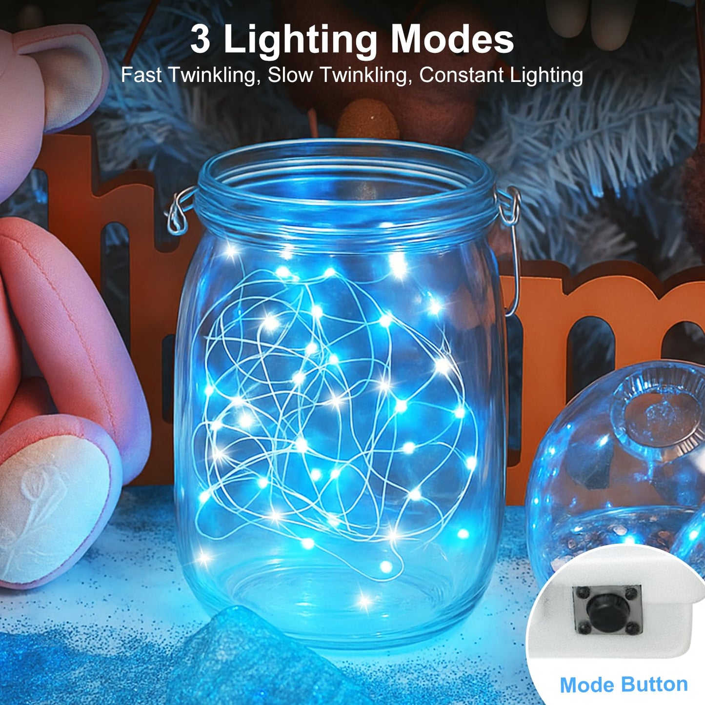 btfarm 12 Pack Fairy Lights, Battery Operated, 20 LED, Waterproof, Blue White