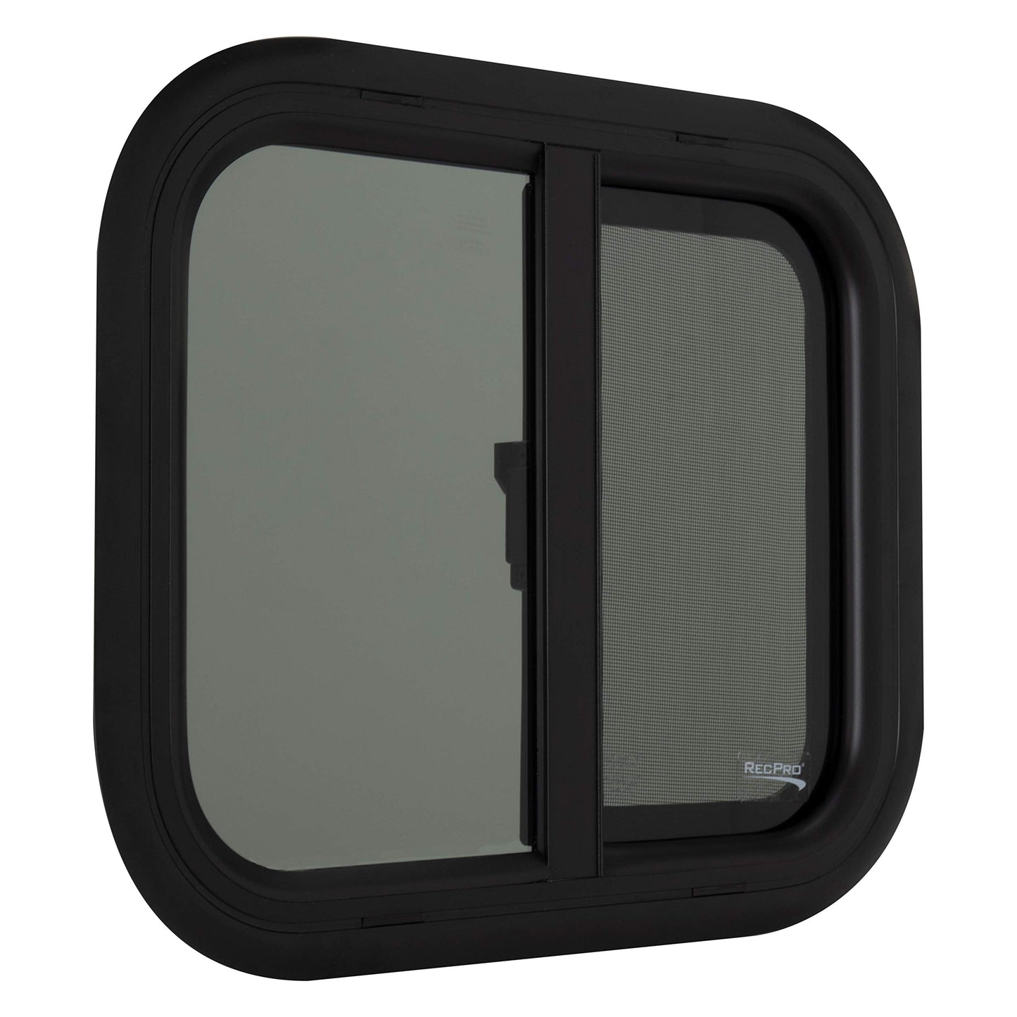 RecPro RV Window Replacement - Teardrop Style, Horizontal Sliding, 18inW x 15inH, Black, Model RP-WIN, Made in USA