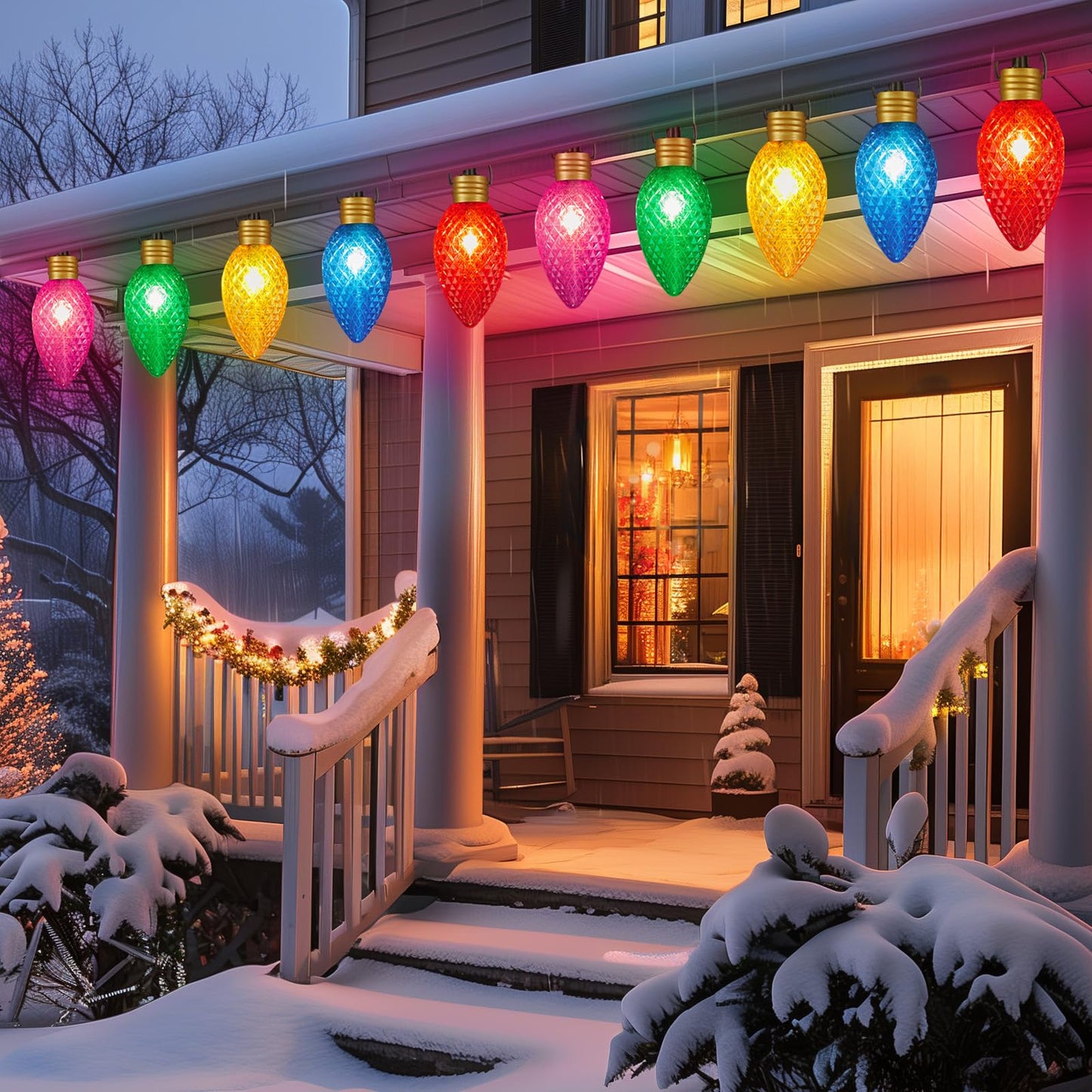Minetom Christmas String Lights, 11ft 5 LED, Waterproof, 2 Pack Super Jumbo, Strawberry Multicolor, Model GY-C-50.6-U-B1